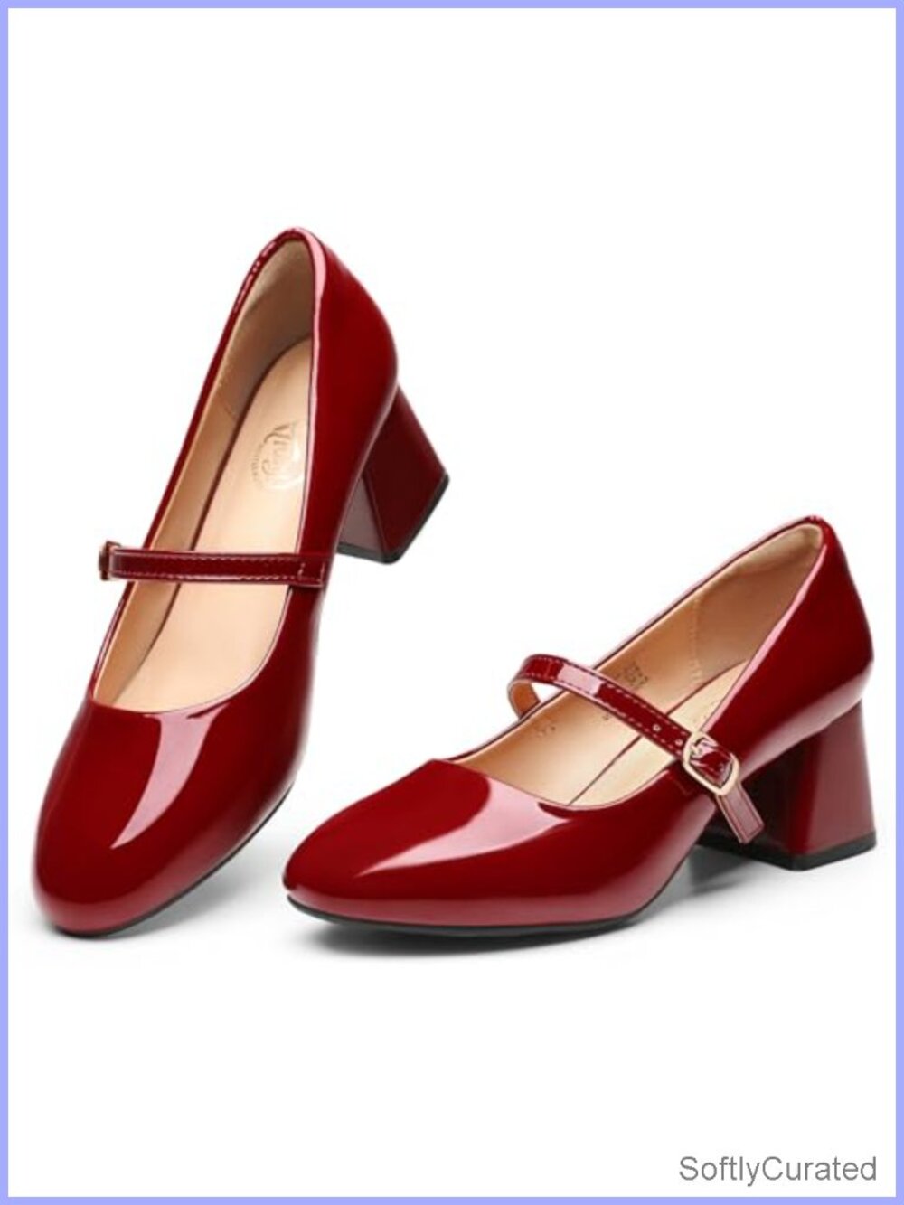 Women's Mary Jane Shoes Patent Faux Leather Block Heel Closed Toe Pumps